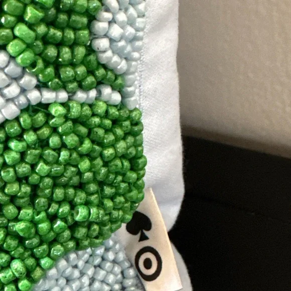 Kate Spade target beaded front toss pillow. Green and Blue Floral 12x12 - Picture 8 of 13